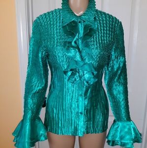 Toffee Apple Teal Romantic Blouse